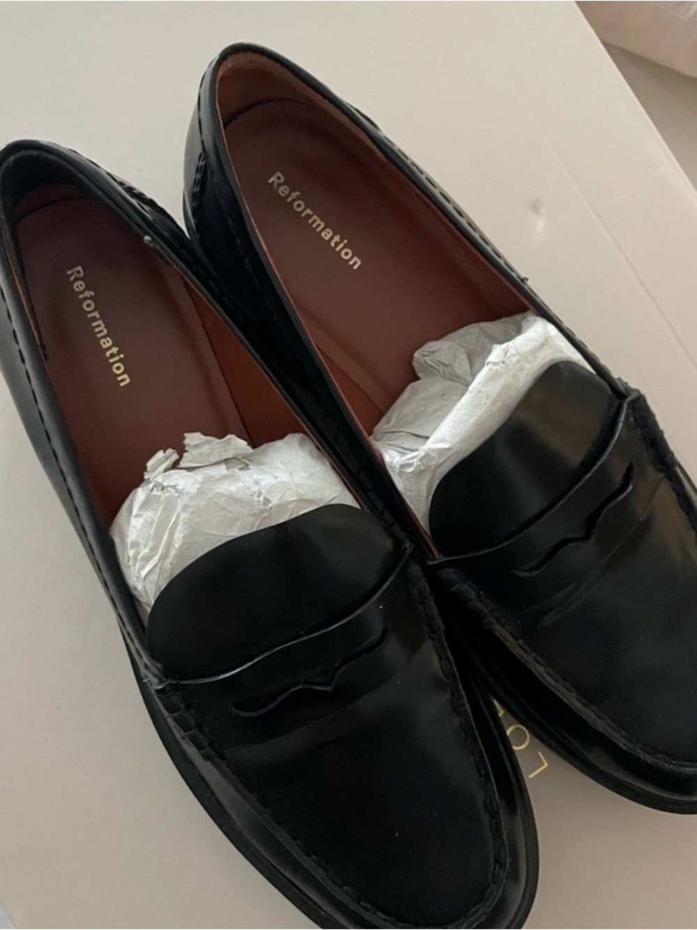 Reformation Black Chunky Lug Penny Loafers - Worn Once! Don’t fit me. - Picture 3 of 4